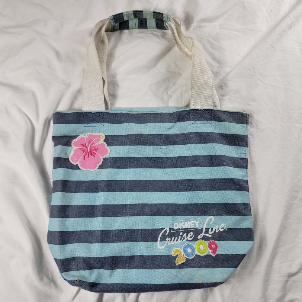 Disney Cruise Line 2009 Floral Stripped Hand Bag Casual Travel Vacation